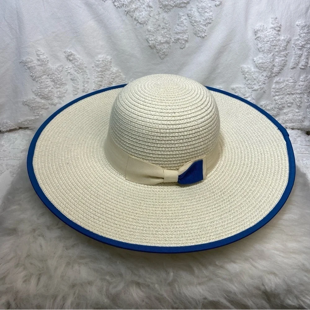 MAGID Women's Wide Brim Sunhat Bone Sz OS Beach Coastal Grandma Nautical Seaside